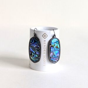 Kendra Scott Elle Drop Earrings Abalone Shell Black Gunmetal Blue Gray Teal